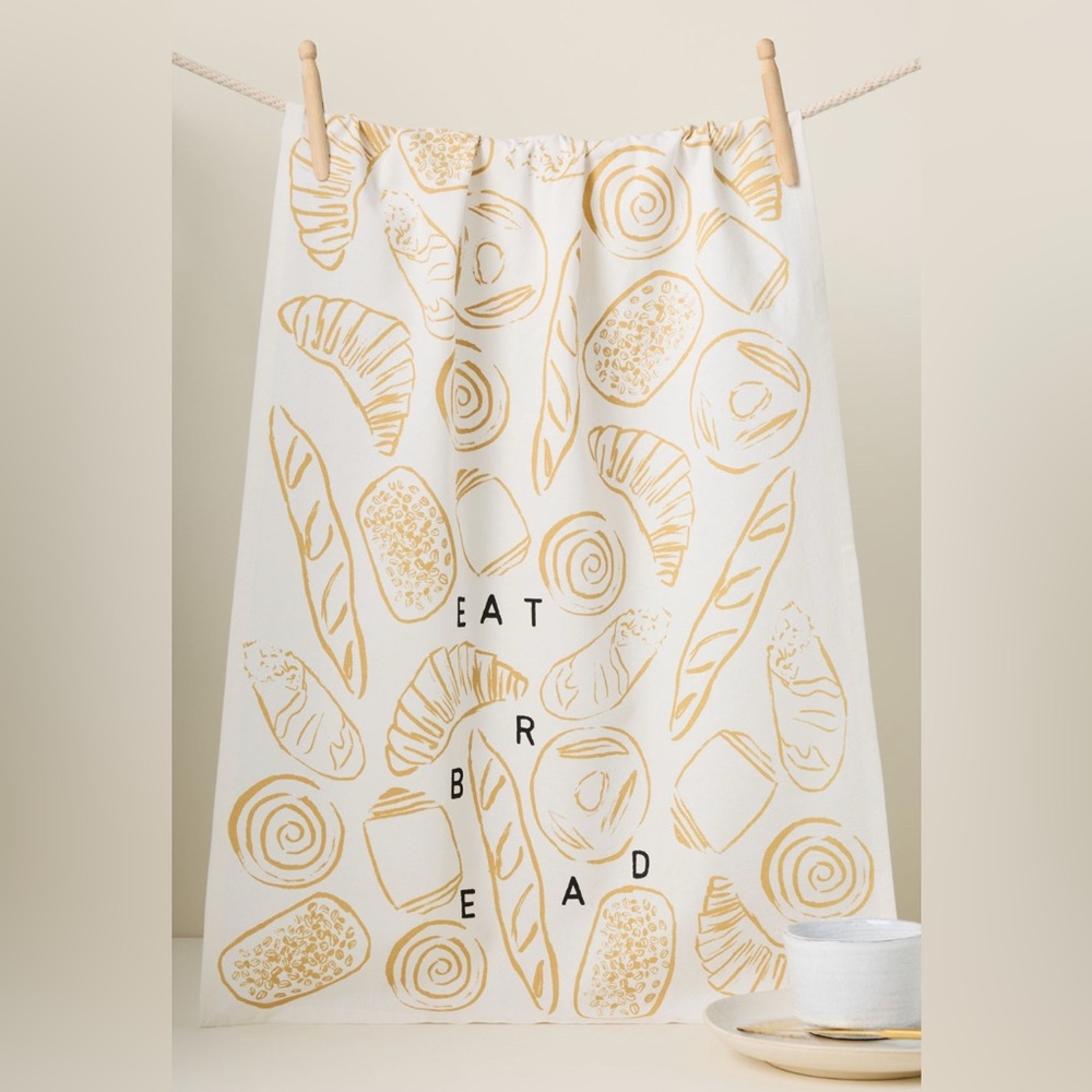 Anthropologie Phthalo Ruth Eat Bread Cotton Dish Towel NEW